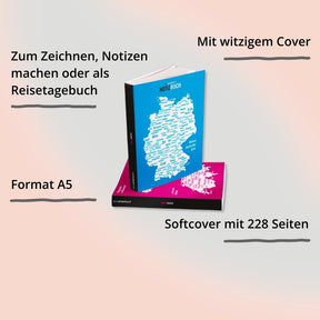 Katapult Notizbuch – blaue Seite und pinke Seite it Impact