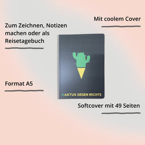 Notizbuch "Kaktus gegen rechts" vom Katapult Verlag – Vorderseite mit Impact