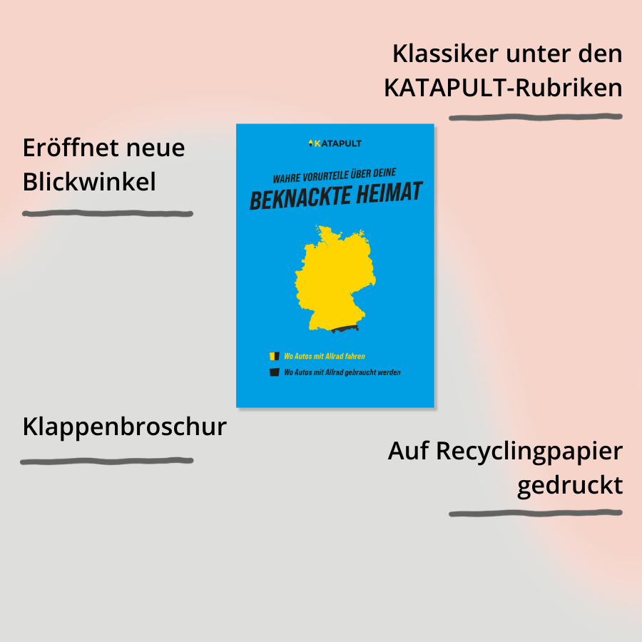 Wahre Vorurteile über deine beknackte Heimat vom Katapult Verlag – Cover mit Impact
