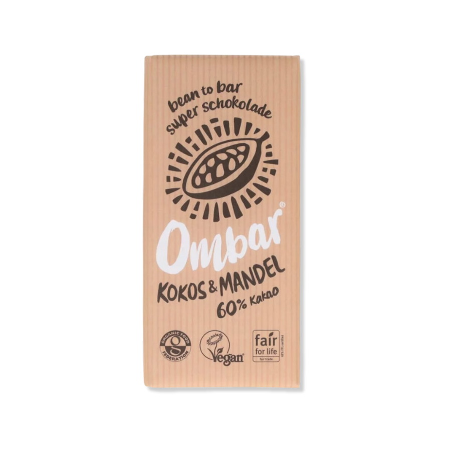 60% Kakao – Kokos & Mandel, vegane Schokolade von Ombar