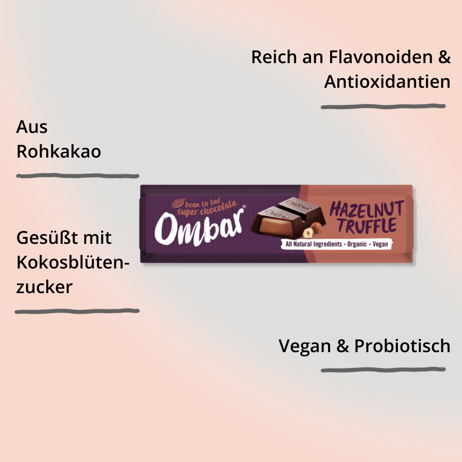 Riegel – Haselnuss-Creme, vegane Schokolade von Ombar mit Impact