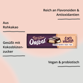 Riegel – Kokos Vanille, vegane Schokolade von Ombar mit Impact