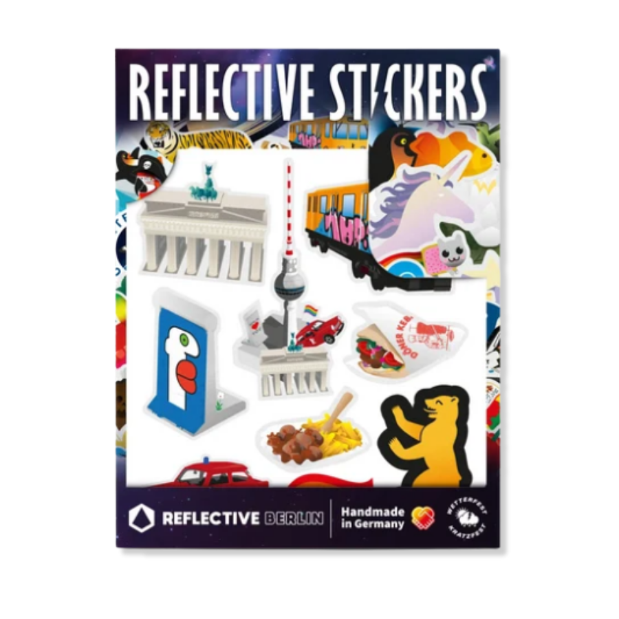 Reflexierende Sticker & Formen – Größe M. Motiv Berlin Verpackung