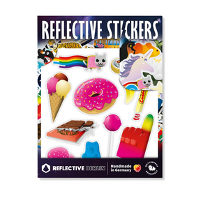 Reflexierende Sticker & Formen – Größe M. Motiv Sweets Verpackung