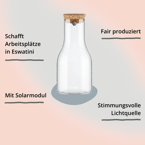 Sonnenglas Lichtkaraffe mit Solarmodul mit Impact