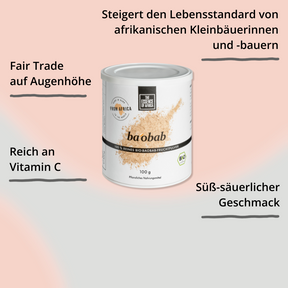 Baobab Pulver 100g Verpackung von vorne mit Impact