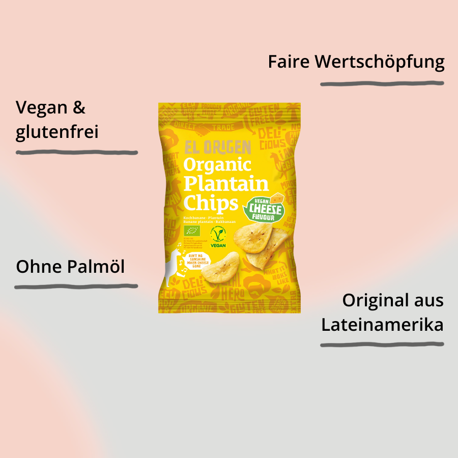 el origen Kochbananenchips mit Käse-Geschmack Verpackung mit Impact