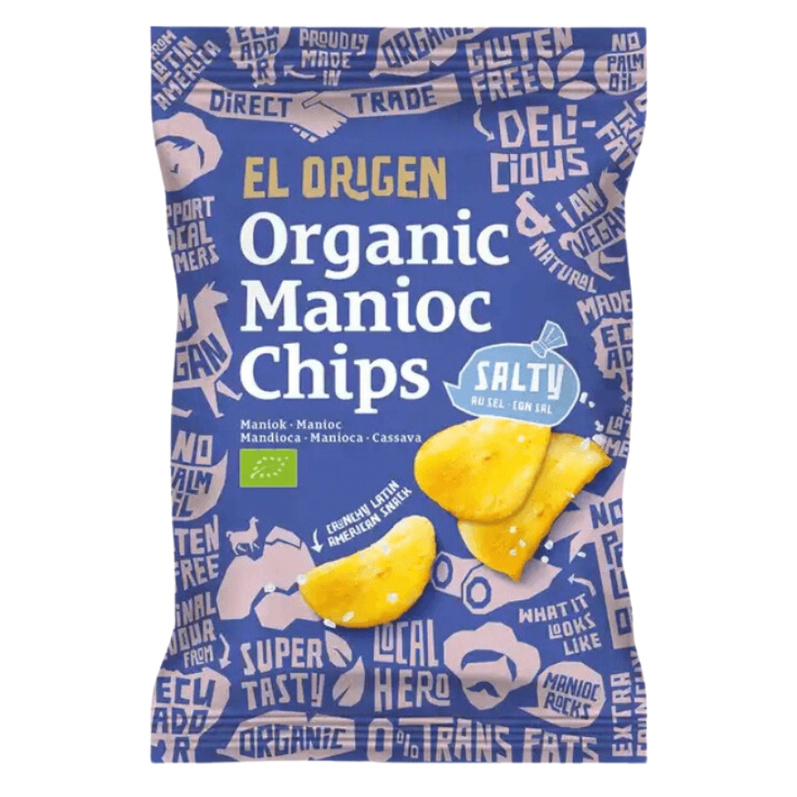El origen Maniok Chips mit Meersalz Verpackung