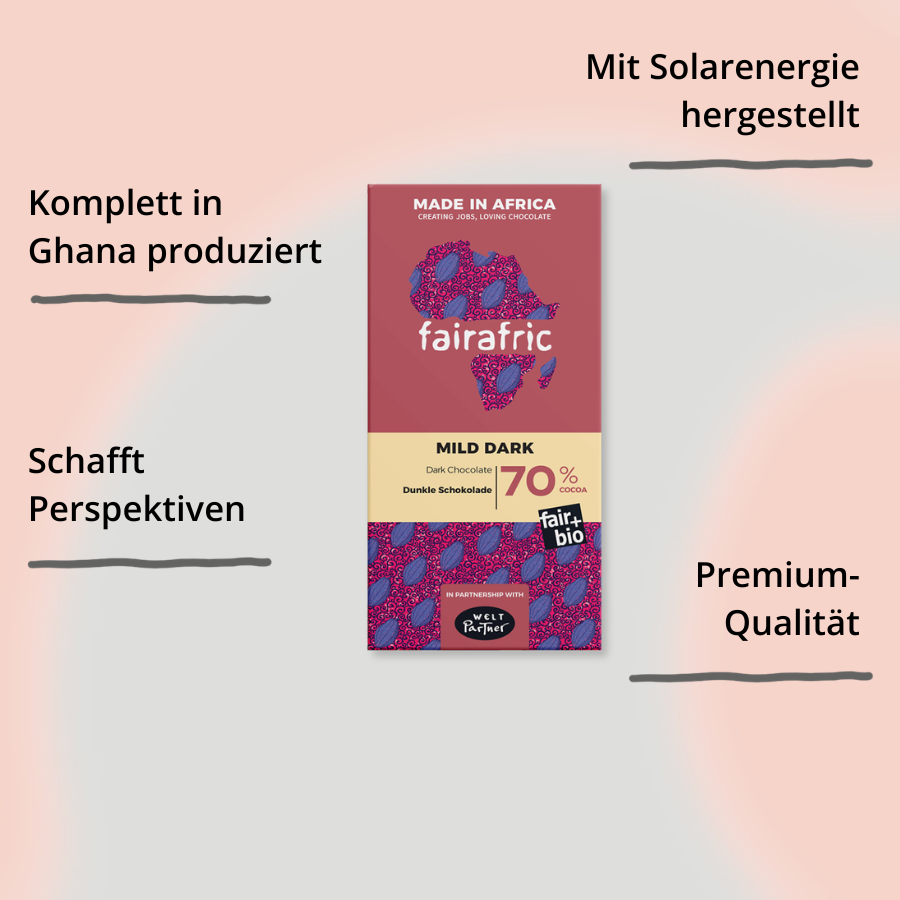 fairafric Schokolade 70% Verpackung mit Impact