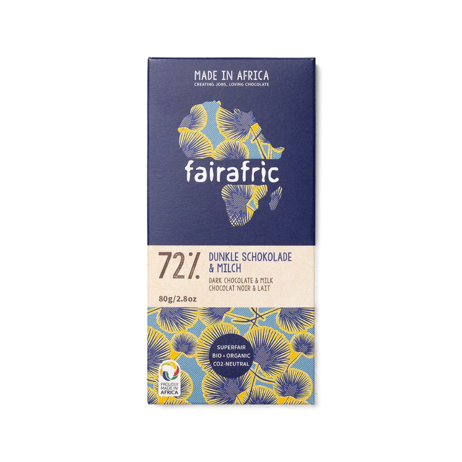 Fairafric Zartbitter-Schokolade 72% mit Milch
