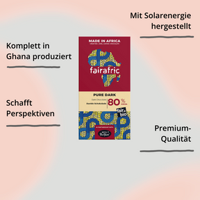 fairafric Schokolade 80% Verpackung von vorne mit Impact