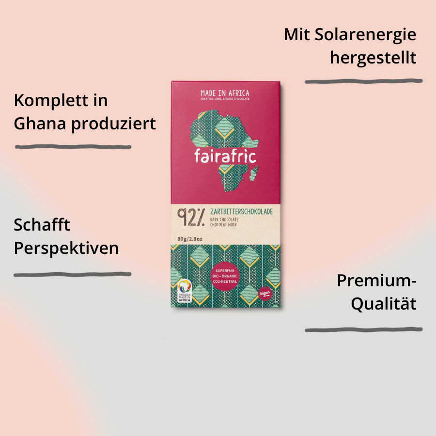 Fairafric Zartbitter-Schokolade 92% mit Impact