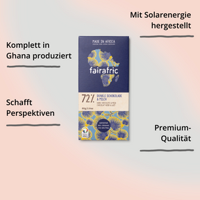 Fairafric Zartbitter-Schokolade 72% mit Milch mit Impact
