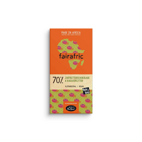 faiafric Schokolade 70% mit Kakaonibs Verpackung