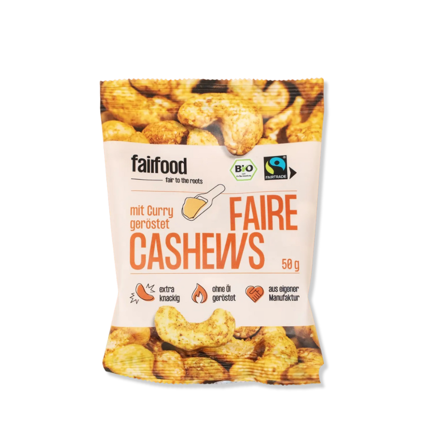 fairfood – Cashews mit Curry 50 g Tütchen 