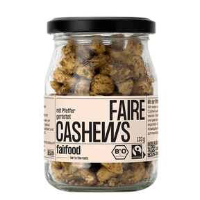 fairfood faire Cashews mit Pfeffer & Knoblauch im Pfandglas