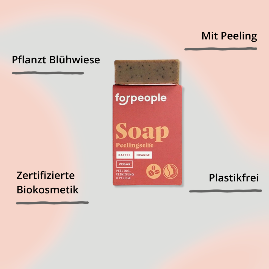 Feste Pflegeseife mit Peeling - Kaffee & Orange von forpeople mit Impact
