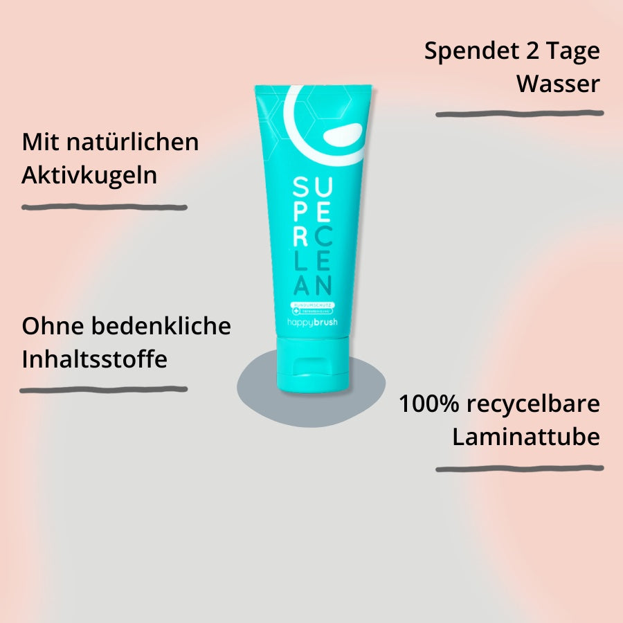happybrush SuperClean Zahnpasta mit Impact