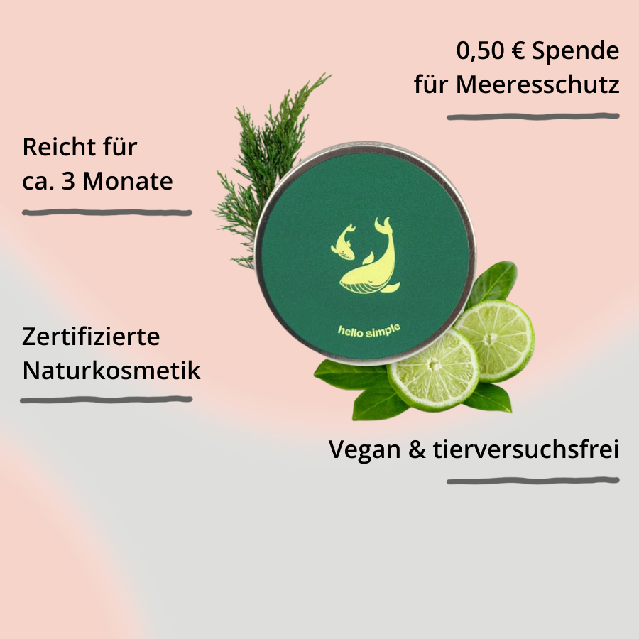 Deocreme – Limette-Zypresse von hello simple mit Inhaltsstoffen und Impact