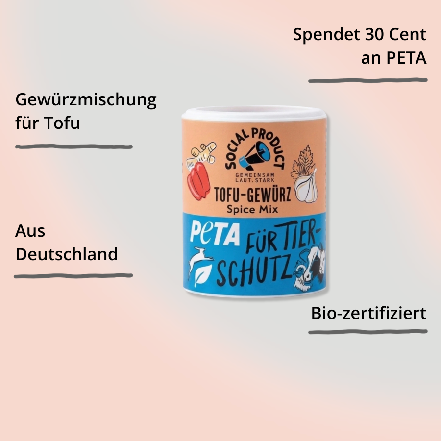 Bio-Tofu Gewürz von social product  Verpackung von vorne mit Impact