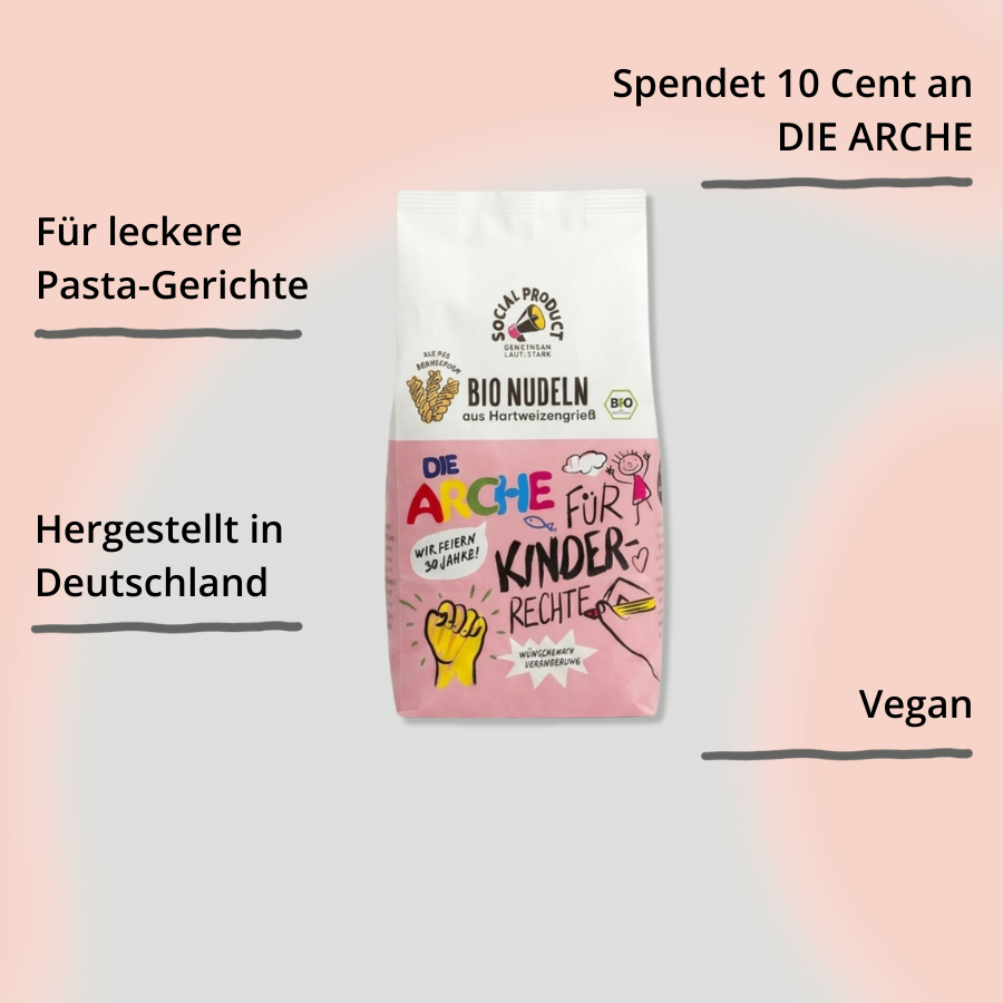 Bio Fusilli von social product – Verpackung von vorne mit Impact
