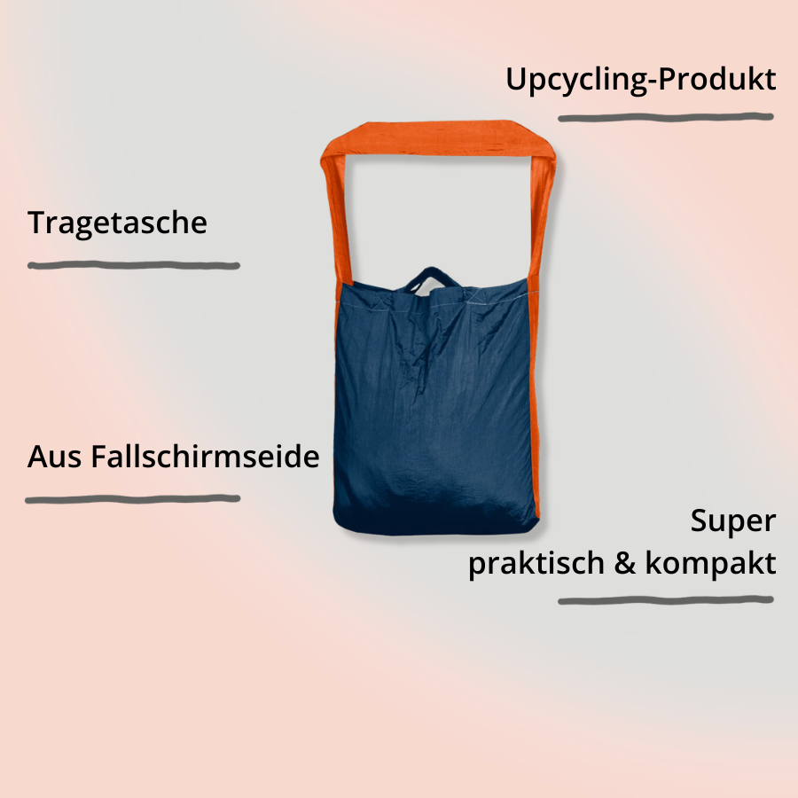 Faltbare Tragetasche – Eco Bag Large von Ticket to the Moon – Royal Blue & Orange mit Impact