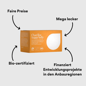 ChariTea Happy Belly Doppelkamerbeutel Verpackung mit Impact