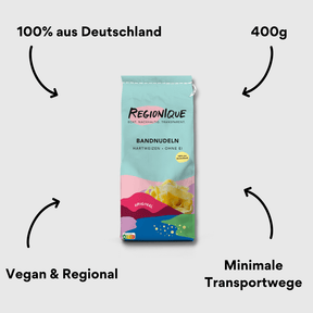 Regionique Bandnudeln Original Verpackung mit Impact