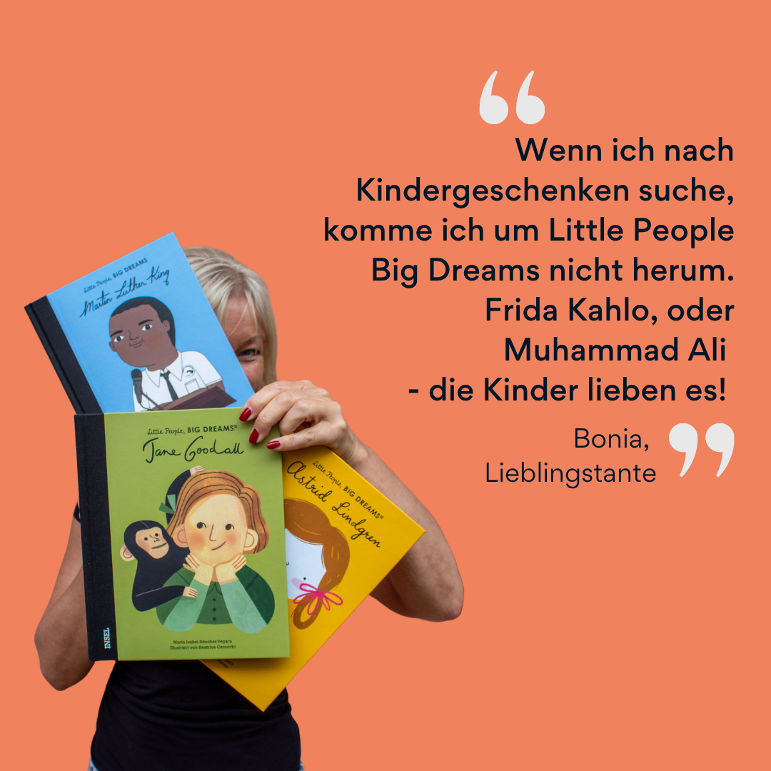 Bild von Bonia mit Büchern von Little People Big Dreams