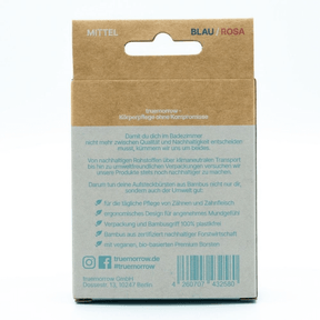 Aufsteckzahnbürsten Mittel, Farbe blau und rosa Verpackung von hinten