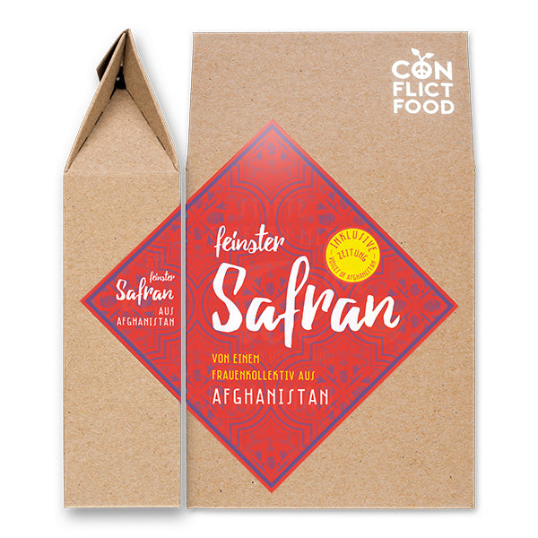Safran-Verpackung von vorne und von der Seite