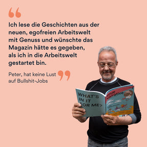 Bild von Peter mit einem Magazin von Neue Narrative