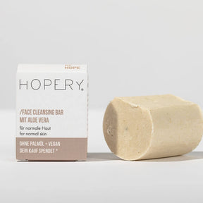 Face Cleansing bar mit Aloe Vera von Hopery mit Verpackung