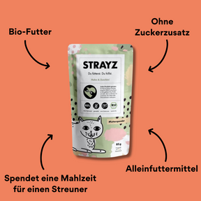 Strayz Nassfutter Huhn Zucchini Verpackung von vorne mit Impact