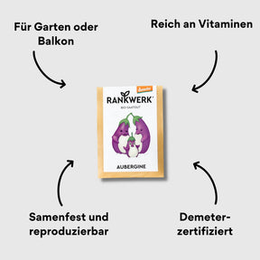 Rankwerk Saatgut Aubergine Verpackung mit Impact