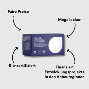 ChariTea Good Night Doppelkamerbeutel Verpackung mit Impact