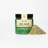 Soul Salad in Glasverpackung mit Gewürzhäufchen von vorne 