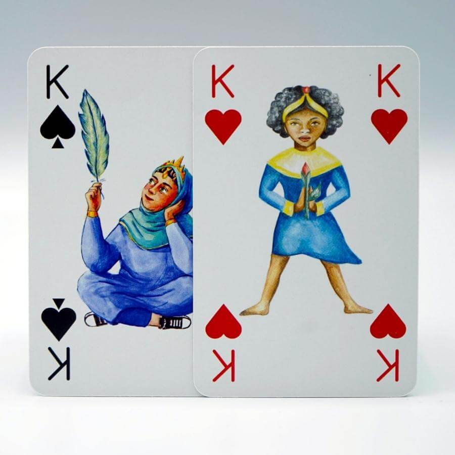 Zwei König*innen Spielkarten vom Kinderkartenspiel von Spielköpfe