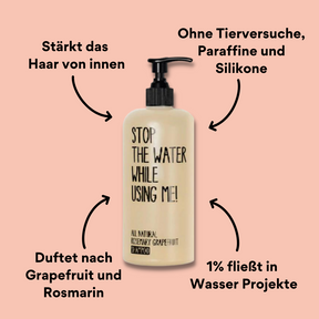 Rosmarin Grapefruit Shampoo von vorne mit Impact