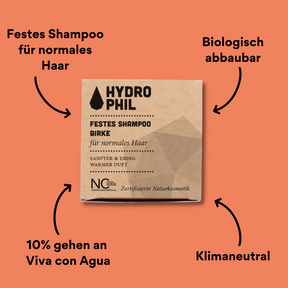 Hydrophil festes Shampoo Birke mit Packung mit Impact
