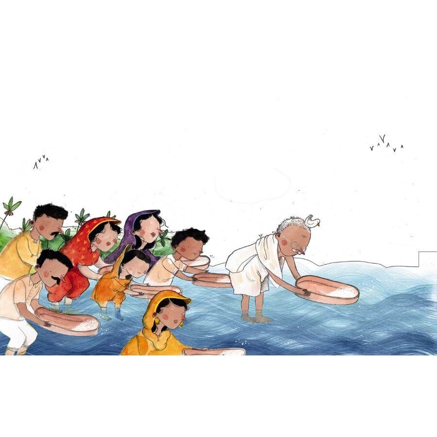 Little People Big Dreams Mahatma Gandhi Innenansicht am Wasser
