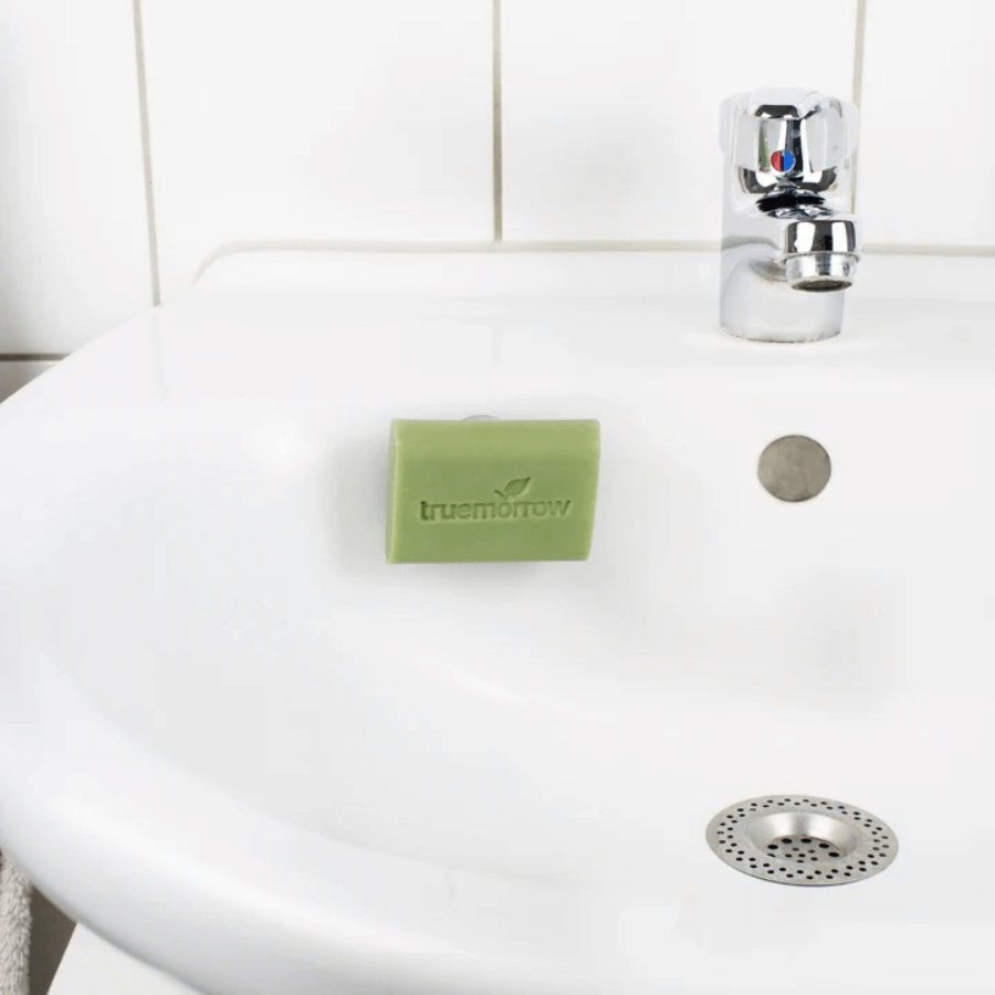 Magnethalter für feste Seifen mit Saugnapf am Waschbecken